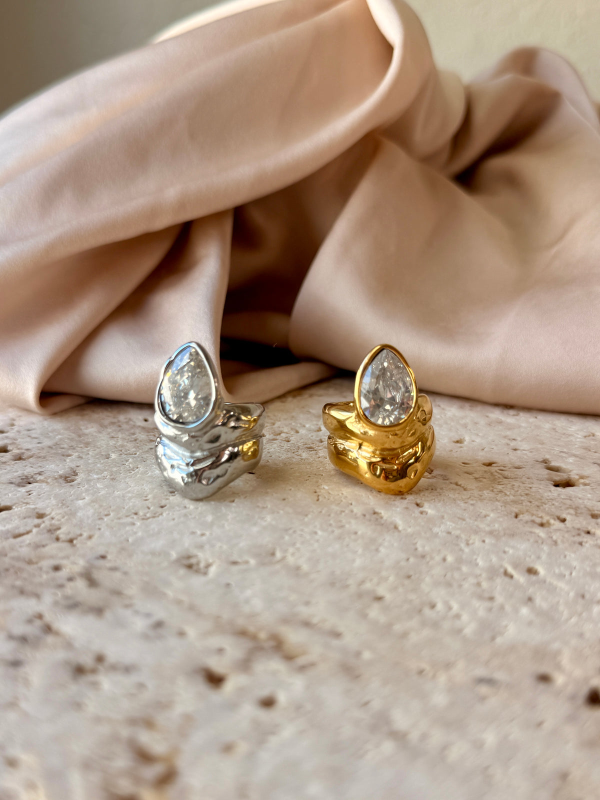 Oval Crystal Ring