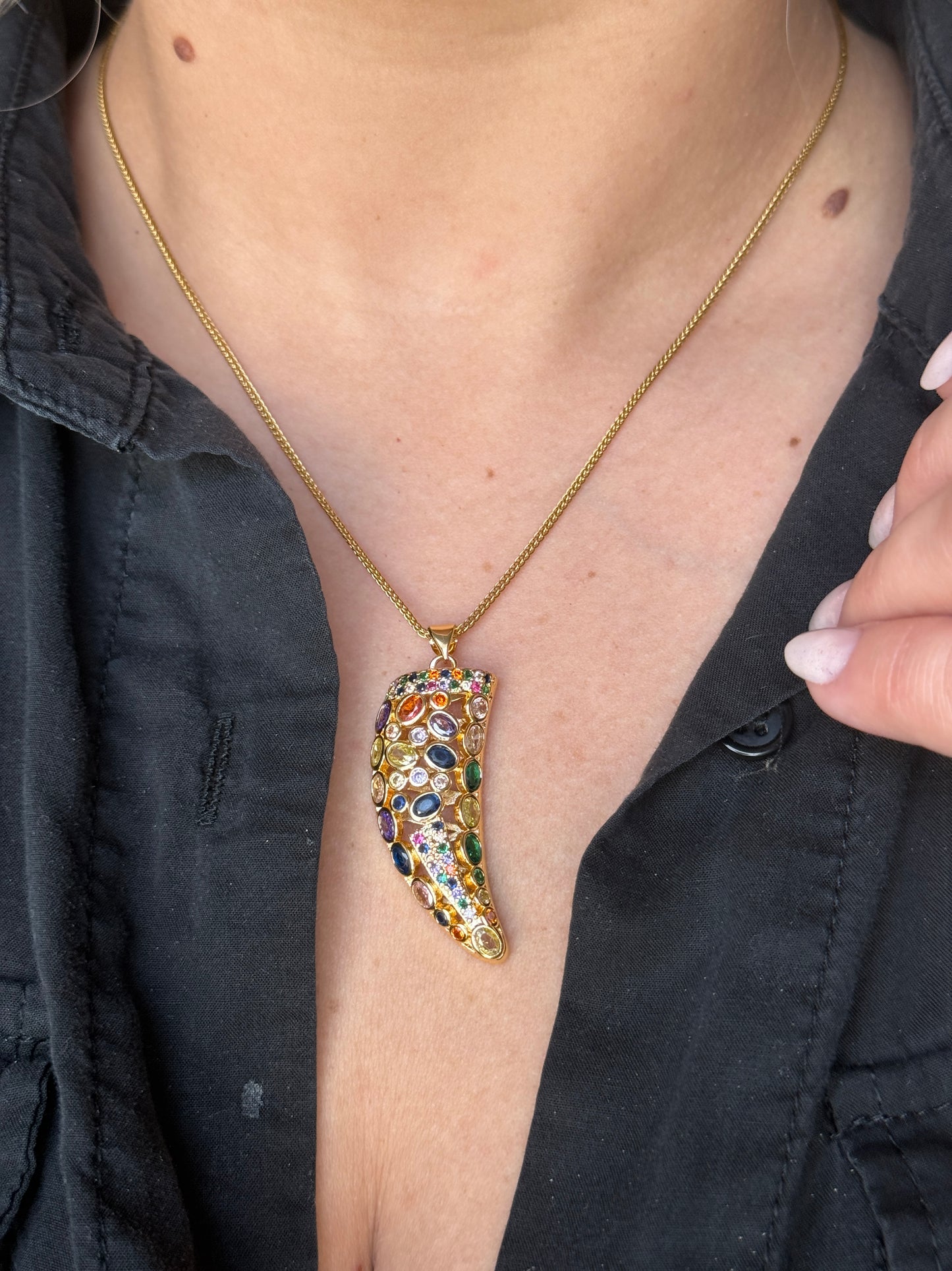 Color horn necklace