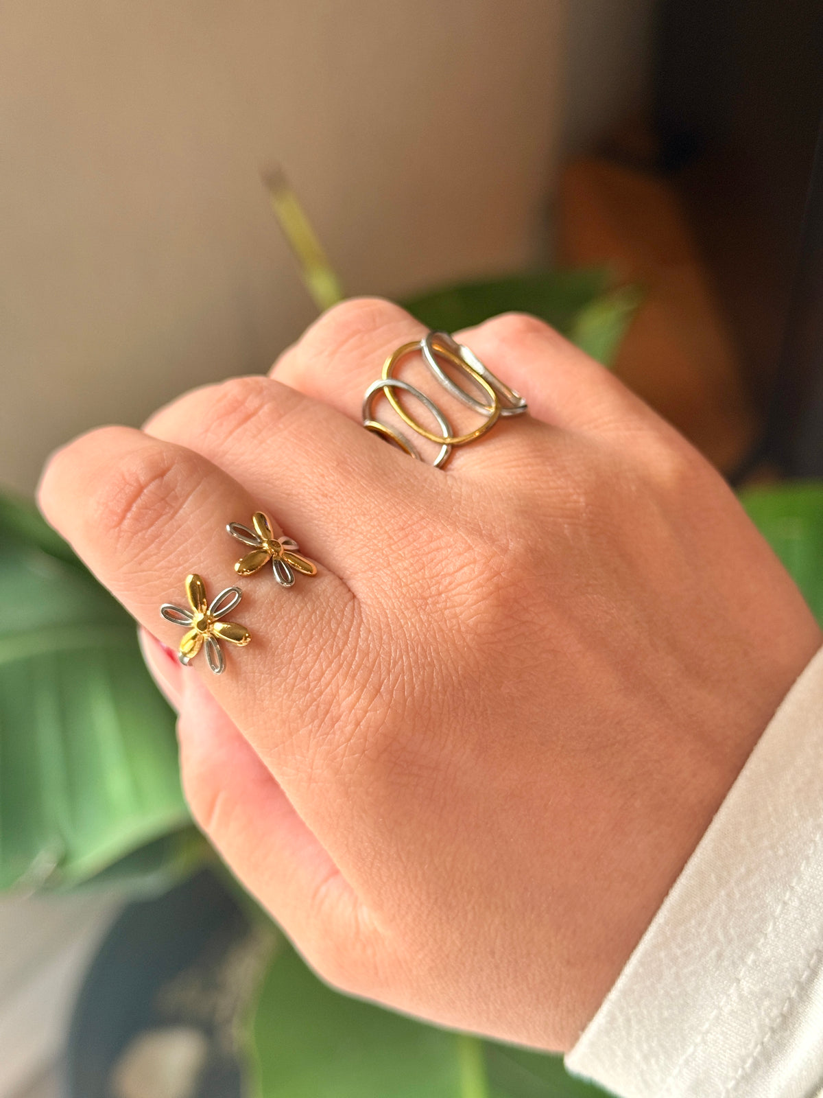 Daisy two-tone ring | Stainless Steel