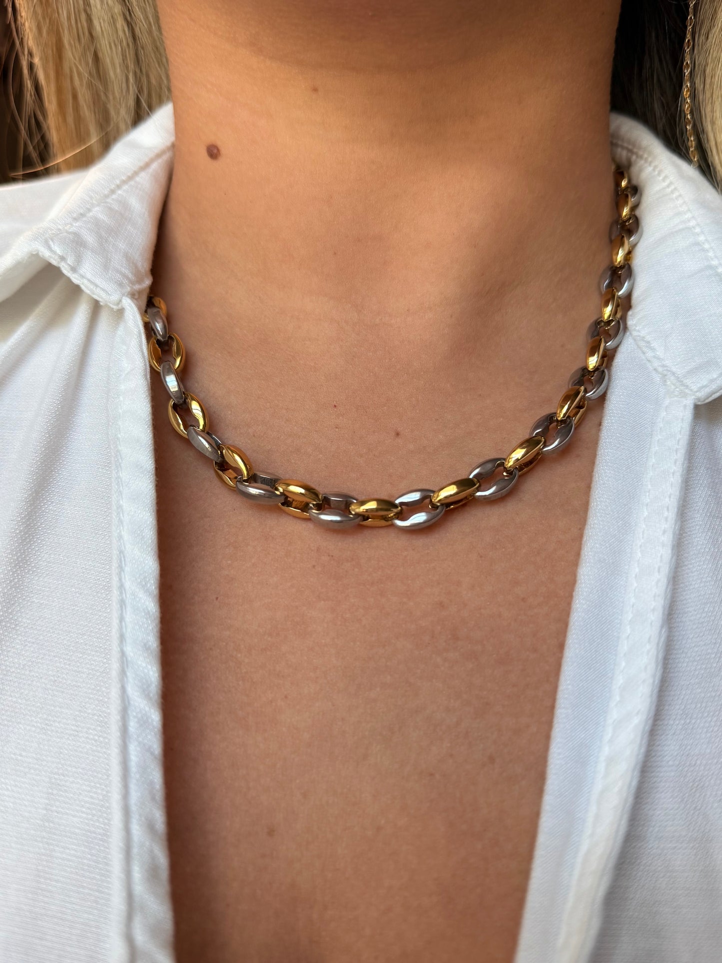 Two tone chain necklace