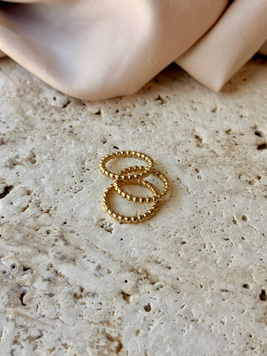 Triple Row Beaded Ring gold