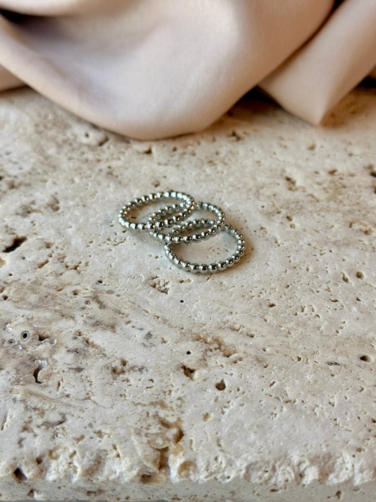 Triple Row Beaded Ring silver