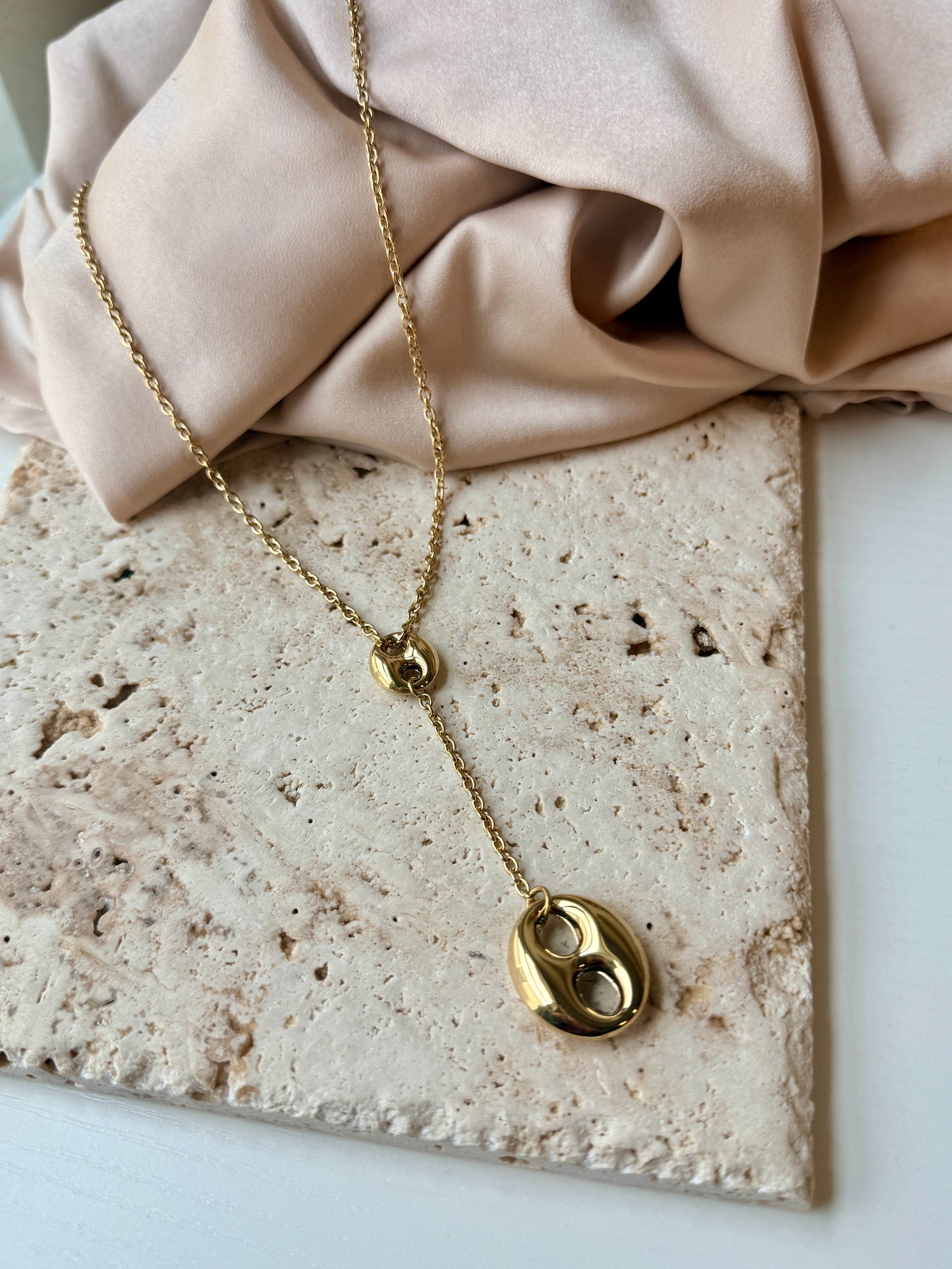 Double loop drop necklace