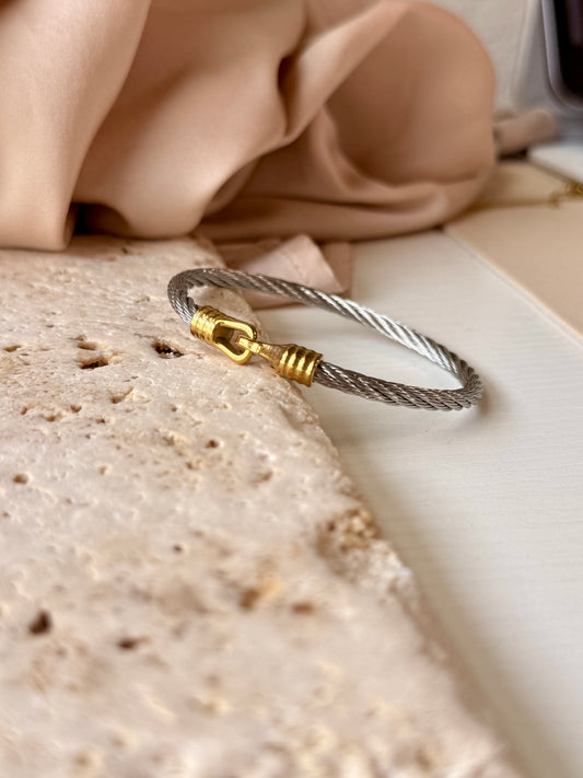 Viviane Bangle | Two-Tone Stainless Steel
