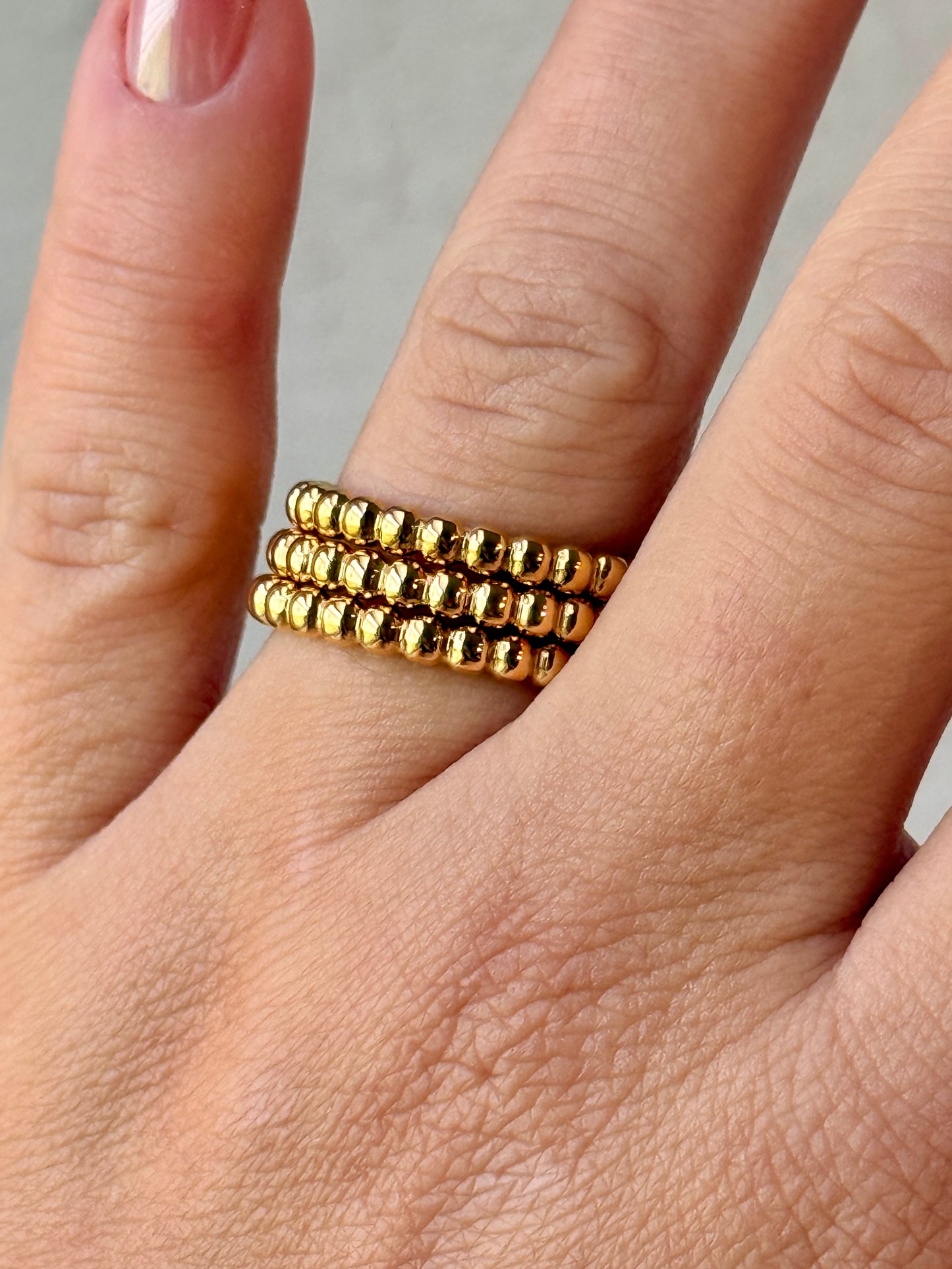 Triple Row Beaded Ring gold